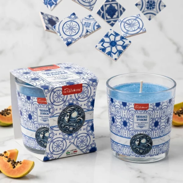 Lot de 6 🕯️ ✨ Bougie Parfumée à La Papaye Collection "Mosaïque" – Seta Home