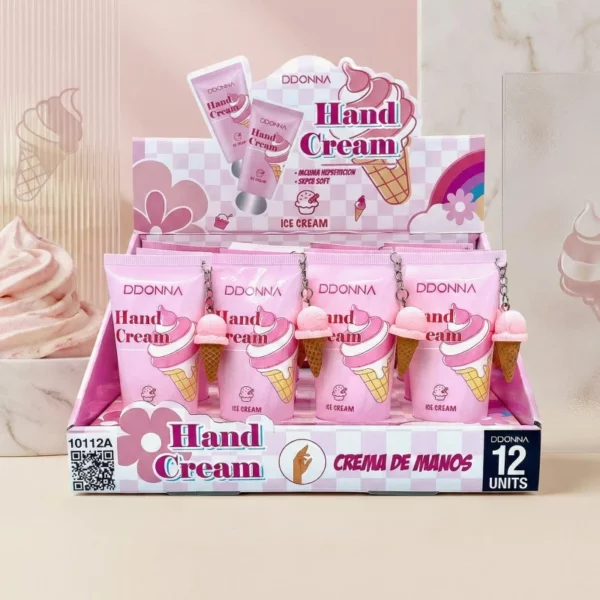 🐻✨ Présentoir de 12 : Crème pour les Mains DDONNA ICE CREAM | Hydratation et Parfum Gourmand