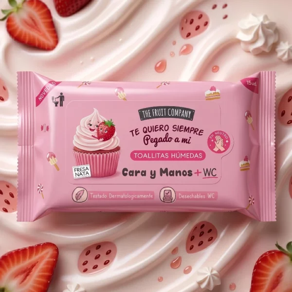 The Fruit Company | Paquets de lingettes multi-usages Fraise Chantilly | x6
