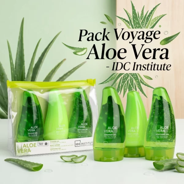 Trousse de Voyage ALOE VERA : Gel douche, Lait corporel, Gel Apaisant 80ml IDC