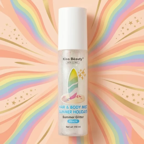 Kiss Beauty | Brume Cheveux & Corps Glitter SUMMER HOLIDAYS "Pêche" . | 110 ml