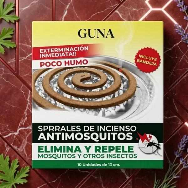 Boite de 10 Grandes Spirales d'Encens Anti-moustiques + Grand Plateau Complet - GUNA Home Essence