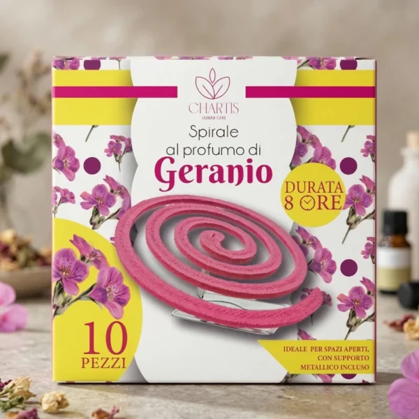 Boite D’Encens en spirale GERANIUM - Anti-insectes CHARTIS