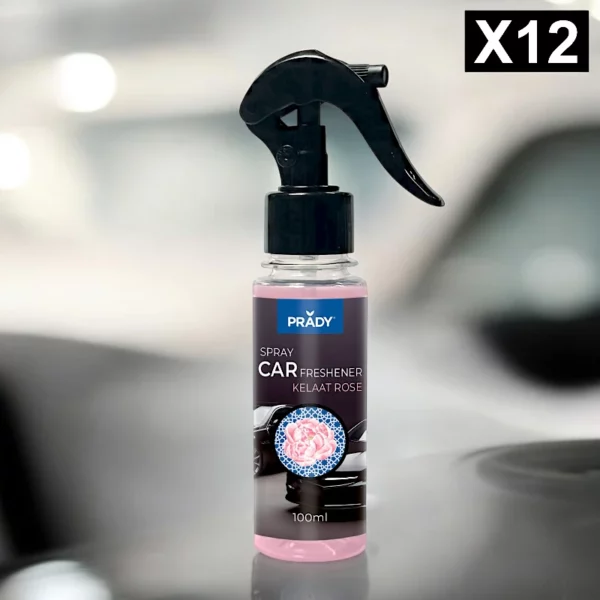 Lot de 12 : Spray d'Ambiance Parfumé Voiture 100ml - KELAAT ROSE - Prady