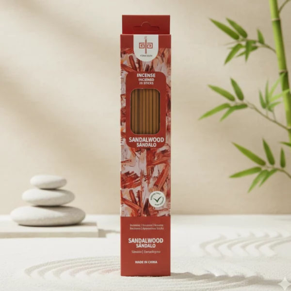 Présentoir de 6 Boîtes de 20 Encens : Sticks d'encens GARANTI SANS BENZÈNE - "Bois de Santal"