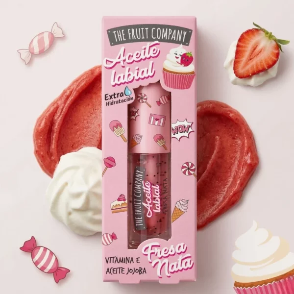 Huile à lèvres parfum Fraise Chantilly "Huile de Jojoba & Vitamine E" - The Fruit Company