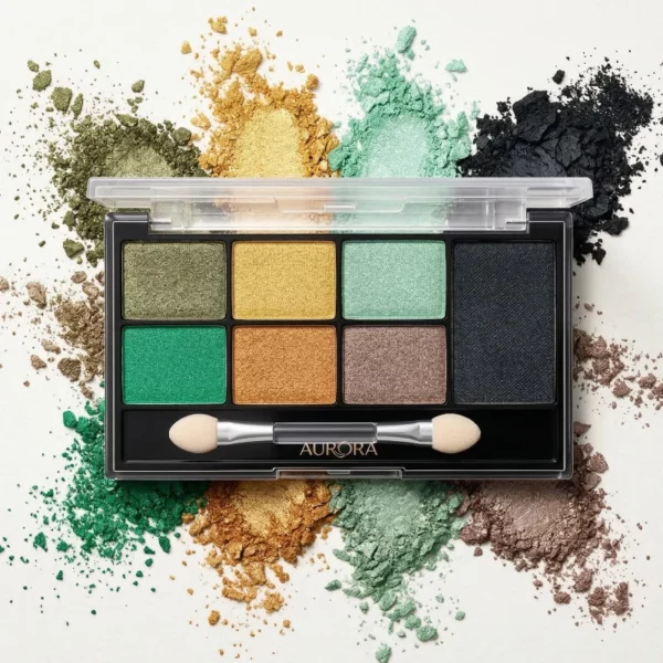Lot de 12 : Palettes Fards à Paupières + Applicateur 7 Couleurs "Color Harmony" – D'DONNA - Vert