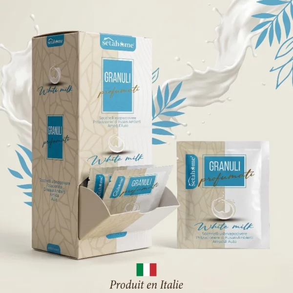 Dstributeur de 25 🌸 Sachets Parfumés "Bianco Latte" Multi-Usages - Aspirateur, Voiture, Armoire, Ambiance, Cendrier