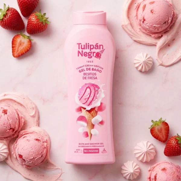 Gel Douche Gourmand & Parfumé Glace Aux Fraises – Tulipan Negro