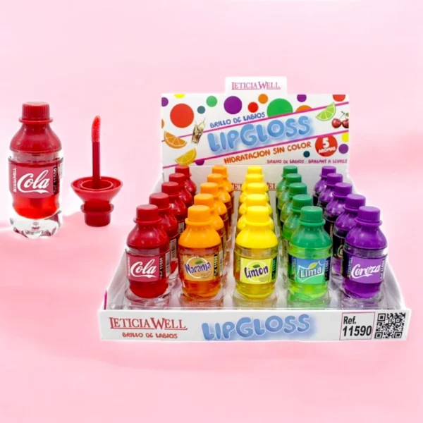 Présentoir de 25 : Brillants à Lèvres Parfum de Soda - Leticia Well