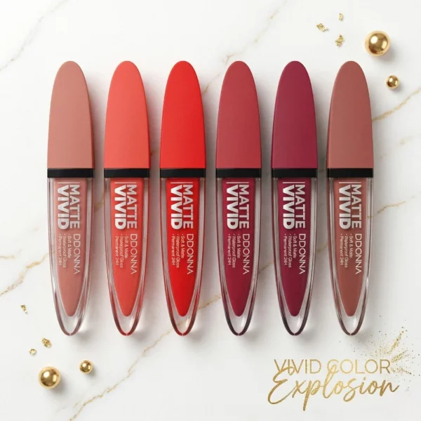 Lot de 6 : Gloss "Matte Vivid" D'DONNA – Haute Définition & Tenue 24H