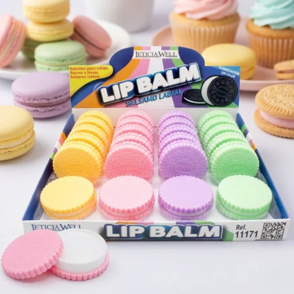 Présentoir de 24 Baume à Lèvres Leticia Well – Design Biscuit Gourmand