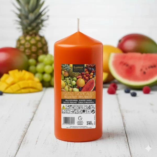 Lot de 12 Bougies - Grande Bougie Fruits Tropicaux - 12cm X 5,70cm - 240grs