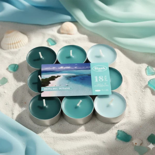 Lot de 6 paquets de 18 bougies - Parfum Océans