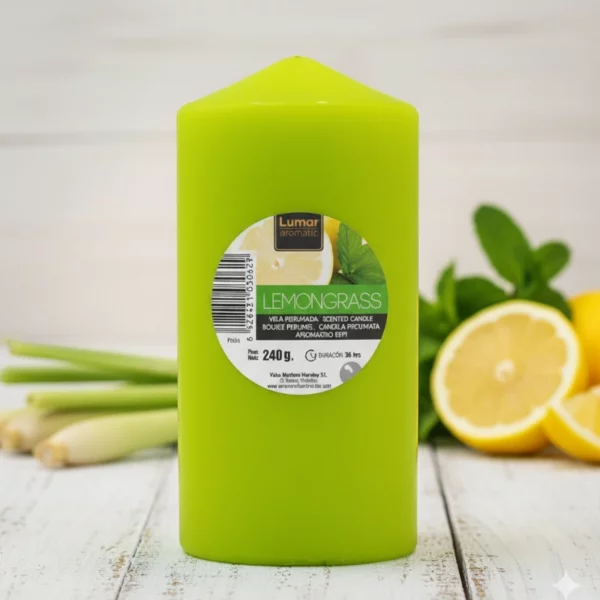 Lot de 12 Bougies - Grande Bougie Citron & Menthe - 12cm X 5,70cm - 240grs
