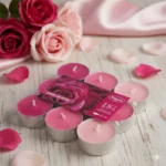 Lot de 6 paquets de 18 bougies - Parfum Rose