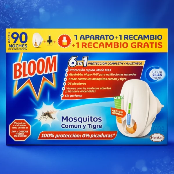 Lot de 6 : Appareil Électrique Anti-Moustiques 6 EN 1 + 2 Recharges  – BLOOM