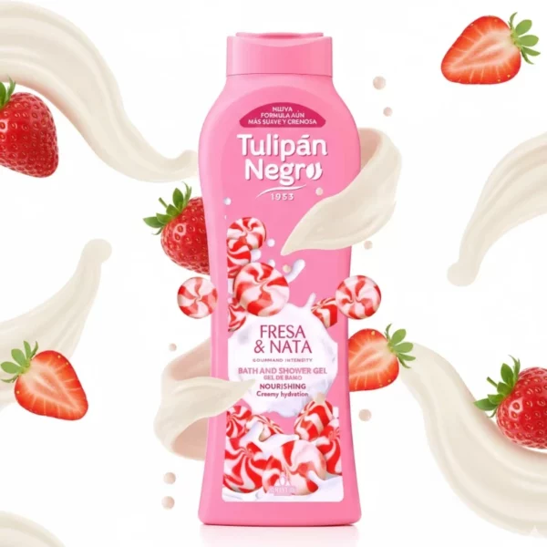 Gel Douche Gourmand Fraise et Crème – Tulipan Negro