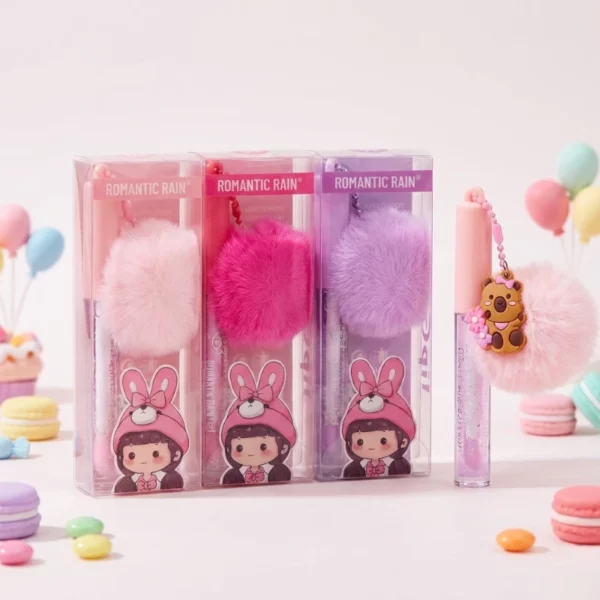 Lot de 6 : Gloss Porte-clés "Peluche" Romantic Rain – Écrin de Douceur