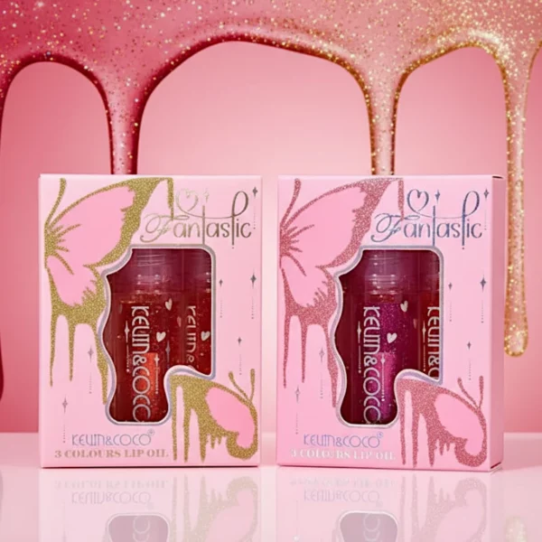 Lot de 2 coffrets – Duo de Coffrets de 3 "Lip Glow Oil" – Éclat et Nutrition Intense