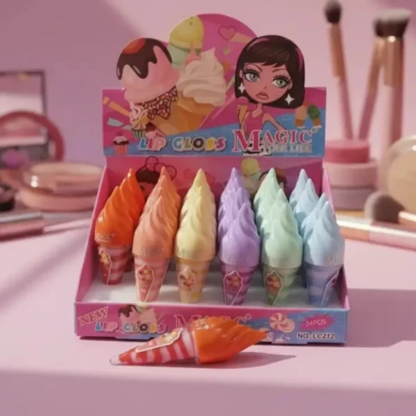 Présentoir de 24 :🍦 Gloss en Cornet de Glace