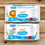 Carton de 12 : Lingette humide pour Bébé Brevia Baby Cream Fresh Aloe Vera - 80 par paquet