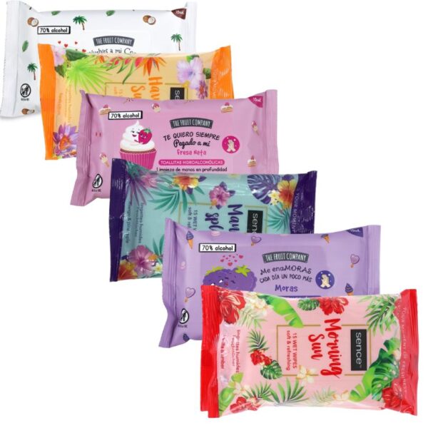 Lot mélangé de 20 paquets de Lingettes Sence et The Fruit Company