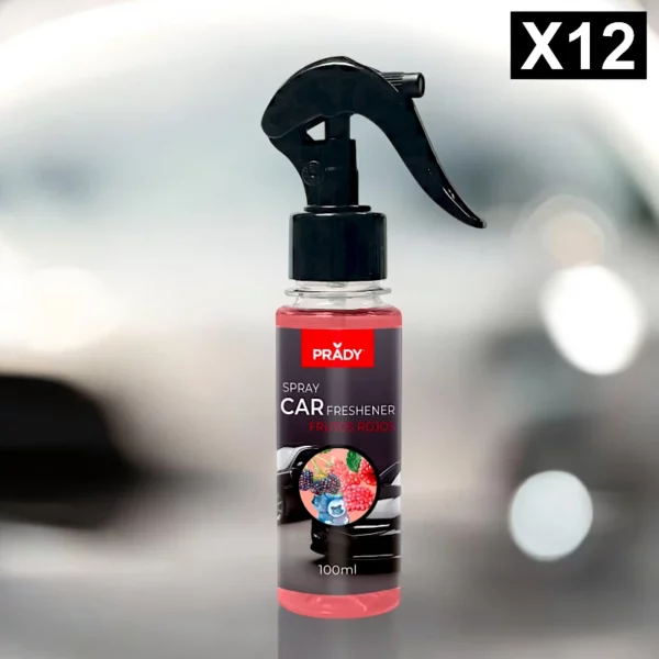 Lot de 12 : Spray d'Ambiance Parfumé Voiture 100ml - FRUITS ROUGES - Prady