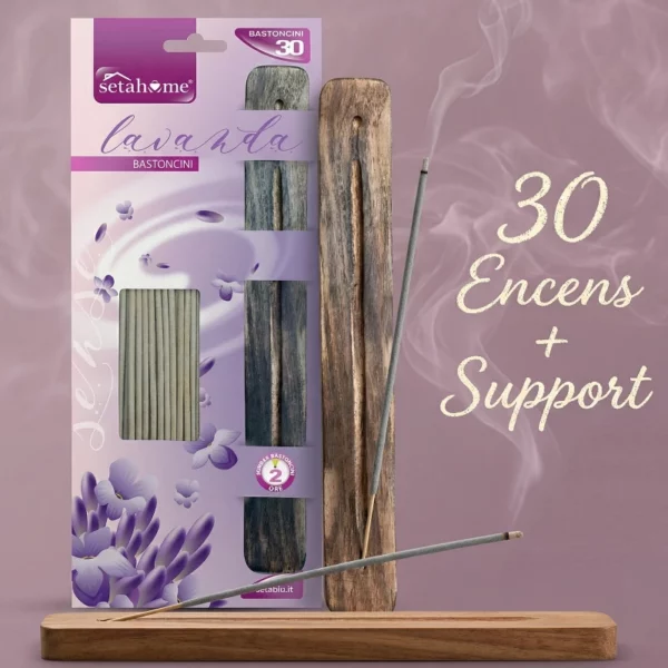 Lot de 12 Blister de 30 encens + Support Lavande