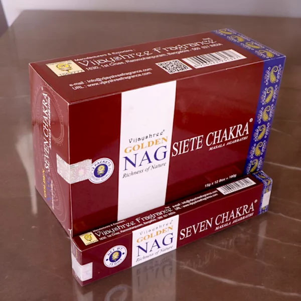 Carton de 12 Paquets de 12 Encens SEVEN CHAKRA - Vijayshree Golden Nag