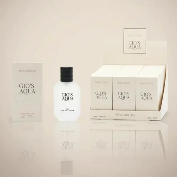 Présentoir  de 12 Eau de Parfum Générique Homme Gio's Aqua 30ml - Reyes Queens