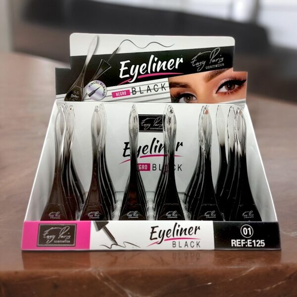 Présentoir de 24 : Eyeliners Noirs – Waterproof et Longue Tenue
