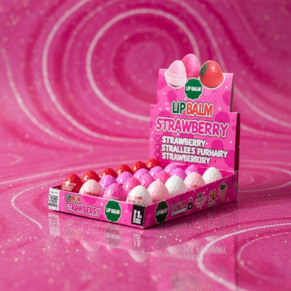 Présentoir de 24 : Baumes à Lèvres Lip Balm Strawberry – D’Donna