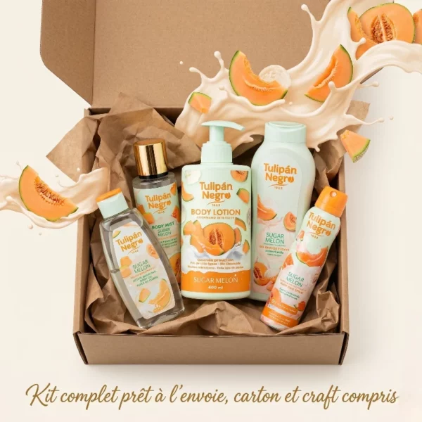Kit Prêt à envoyé - Box 5 Soins Du Corps "Sugar Melon" Tulipan Negro : Carton & Craft Fournis