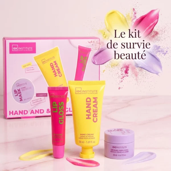 Présentoir de 6 🌟 Coffret "Hand & Lip Glow Set" – IDC Institute Glissy Radiant 🌟