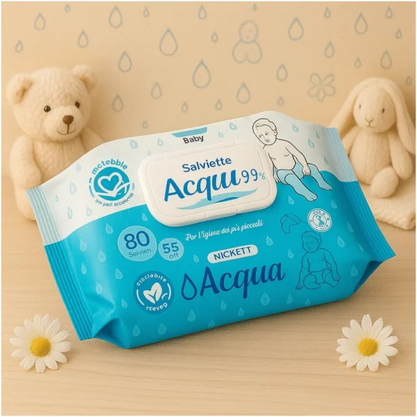 Lot de 3 : Paquet de 80 lingettes Bébé Acqua - Setahome