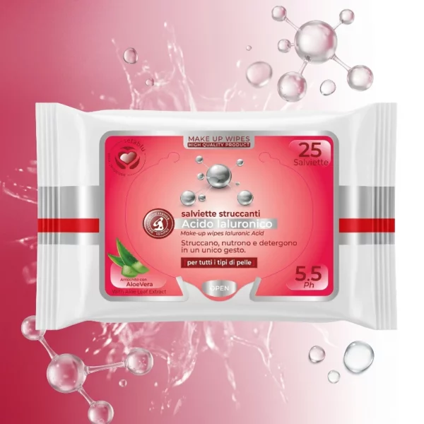 Lot de 6 ✨ Paquet de 25 Lingettes Démaquillantes à l’Acide Hyaluronique - Setablu