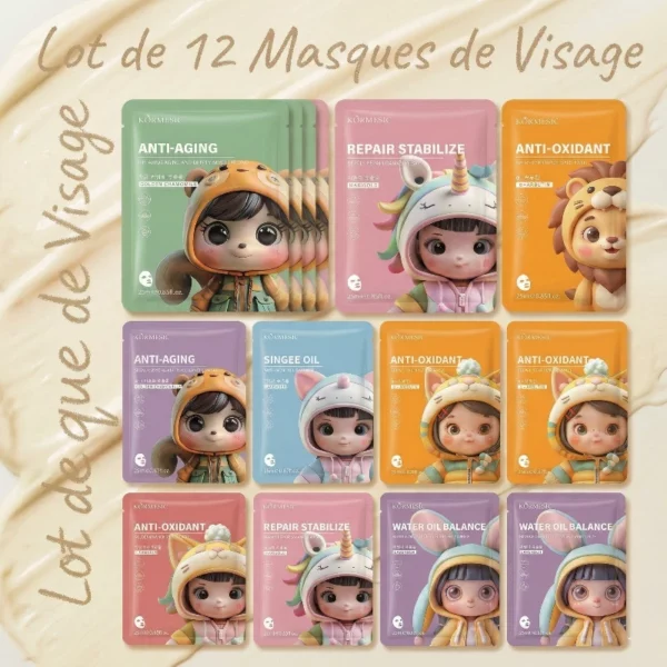 🌸 Coffret Cure Intense : Lot de 12 Masques Kormesic 🌸