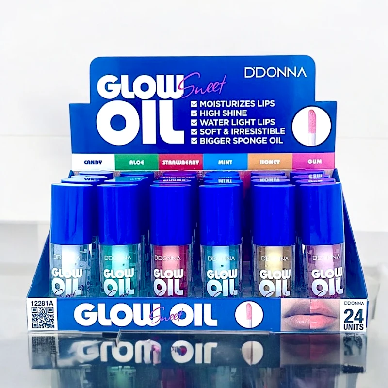 grossiste-maquillage-ddonna-glow-sweet-oil-pack-de-24.webp Présentoir de 24 Gloss "Glow Oil Sweet" - D'Donna – Image 1