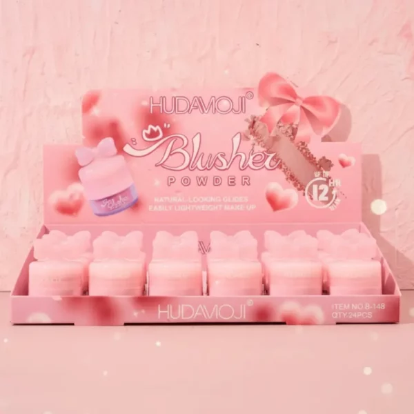 Présentoir de 24 :🎀 Poudre Blush B-148 HUDA MOJI - Fini Naturel, Légèreté & Tenue 12H ! ⏳