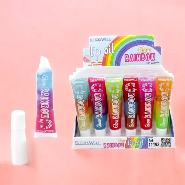 Présentoir de 24 : Huile pour les Lèvres GLOW RAINBOW Super Hydratante
