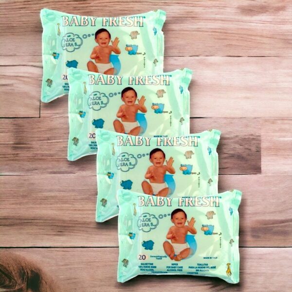 Lot de 24 : Paquet de 20 lingettes Baby Fresh à L'Aloe Vera