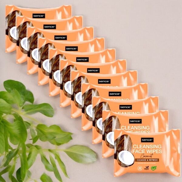 Lot de 20 : Paquet de Lingettes nettoyantes 3 en 1 Coco