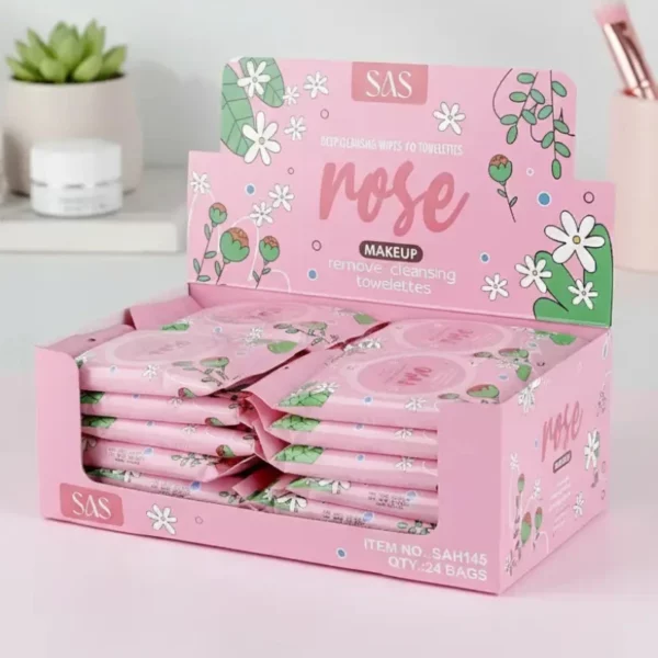 🌹Carton de 24 : Lingettes Démaquillantes SAS Rose 🌹