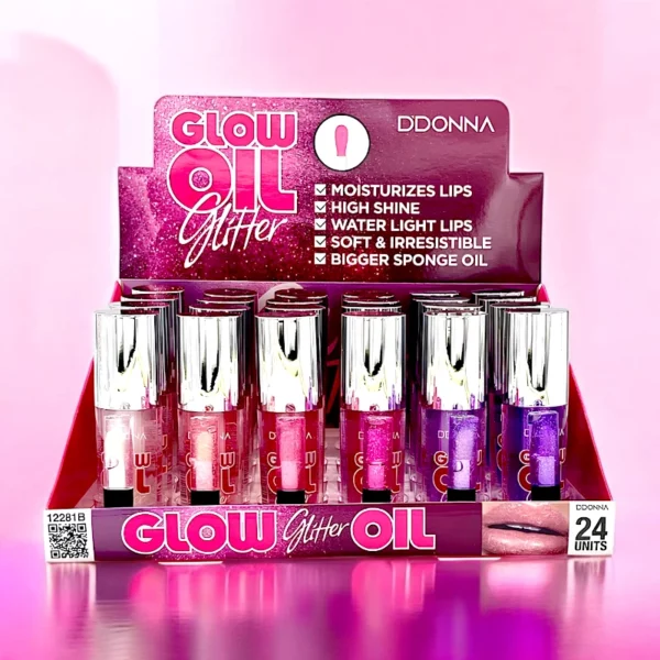 Présentoir de 24 : Huile Scintillante à Lèvres GLOW OIL Glitter - DDonna