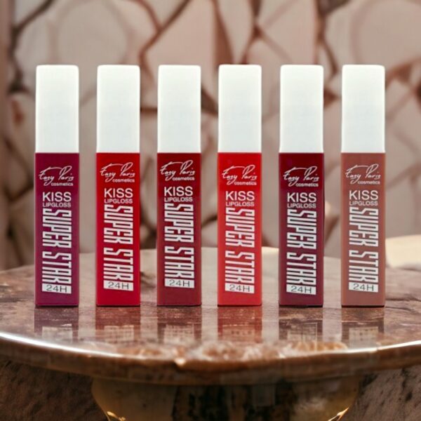 Lot de 24 : Lipgloss Kiss super star 24H - 6 couleurs