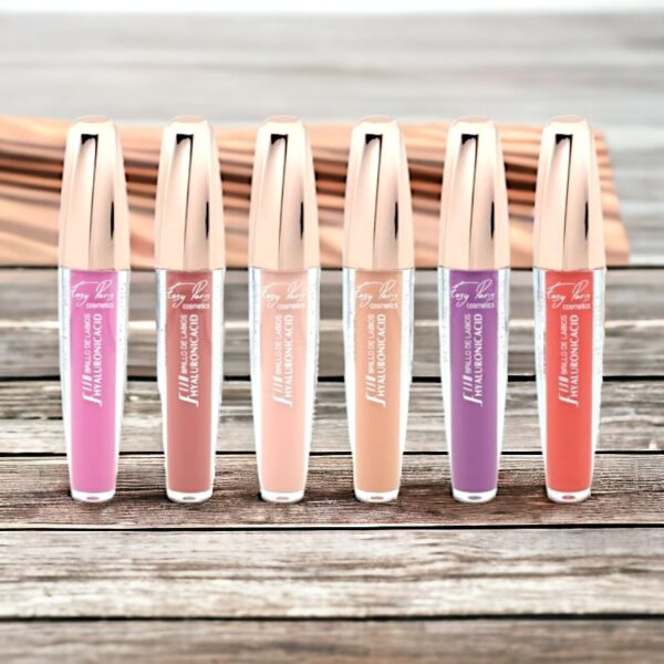 Lot de 24 : Lipgloss permanent à l'acide hyaluronique - 6 couleurs