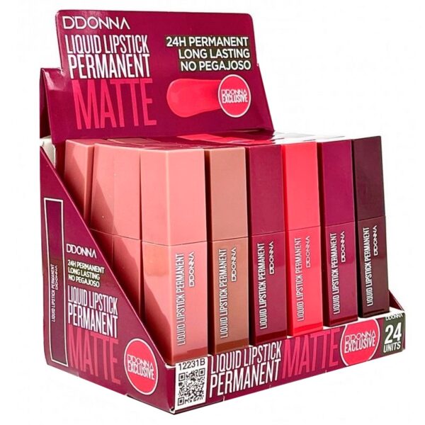 Présentoir de 24 : Rouge à Lèvres liquide mat permanent