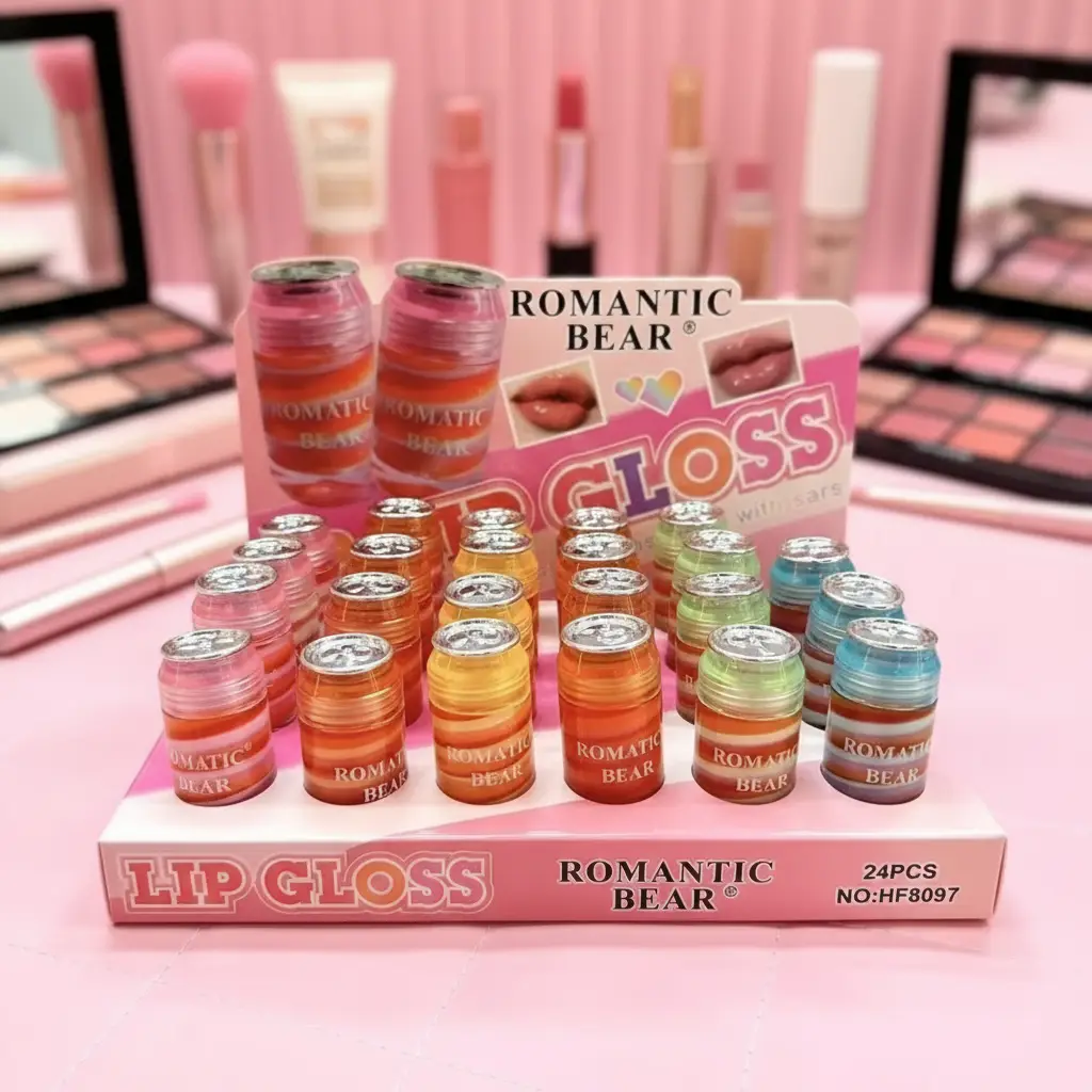 lot-de-maquillage-pas-cher.webp PrĂ©sentoir de 24 :đ„€ Gloss en Canette â Image 1