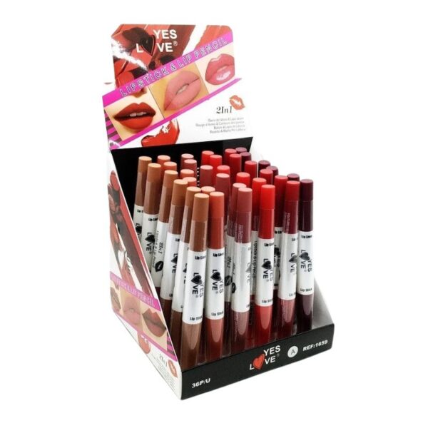 Présentoir de 36 : Crayon et rouge à lèvres 2en1